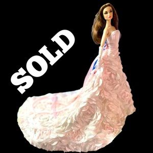 SOLD Custom OOAK Barbie/Poppy Parker pale pink rosette ballgown